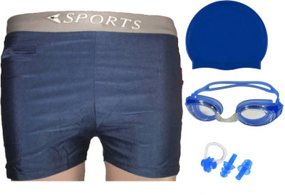

L'AVENIR PREMIUM Swimming Shorts + Goggles + Cap + Ear & Nose Plugs Swimming Kit