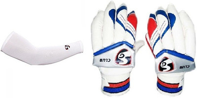 

SG Combo Of Two- One Pair Of 'Club' Batting Gloves (Right Handed) (Size- Men) + One Pair Of Cricket Hand Sleeves (Large) (color On Availability)- Cricket Kit