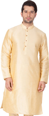 VM Men Solid A-line Kurta(Gold)