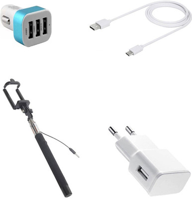 DAKRON Wall Charger Accessory Combo for Motorola Moto X4(White)