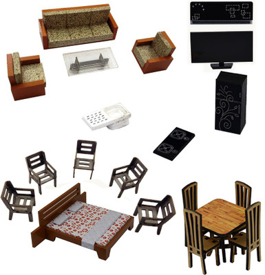 

R D MODELS CHAIR/BED/DINING TABLE 4 SEATER/FRIDGE/ SINK/STOVE/SOFA SET SCALE 1:50 Model Building Kit
