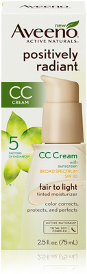 

Aveeno Positively Radiant CC Cream Broad Spectrum Spf 30, Fair To Light Tinted Moisturizer, 2.5 Oz(75 ml)