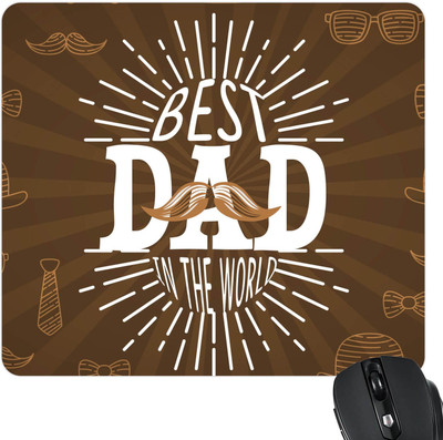 

Giftsmate Fathers Day Gifts Moustache Best Dad in the World Printed Mouse Pad for Dad Mousepad(Brown)