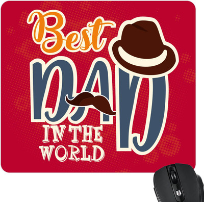 

Giftsmate Fathers Day Gifts Chic Best Dad in the World Printed Mouse Pad for Dad Mousepad(Red)