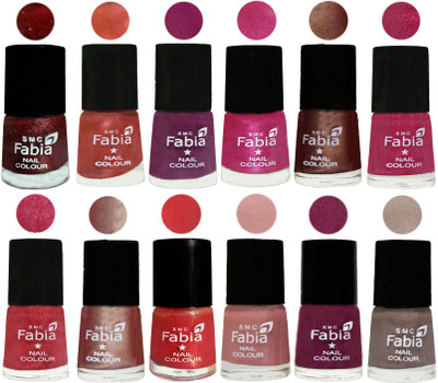 

Fabia Nail Polish Pack of 12(6 Ml Each) Professional Serious Nail Polish Brick Red-Dark Peach-Shock Pink-Pink-Light Coffee-Magenta-Shock Pink Light-Light Nude-Red Orange-Shrimp Pastell-Cherry Blossom-Light Beige(Pack of 12)