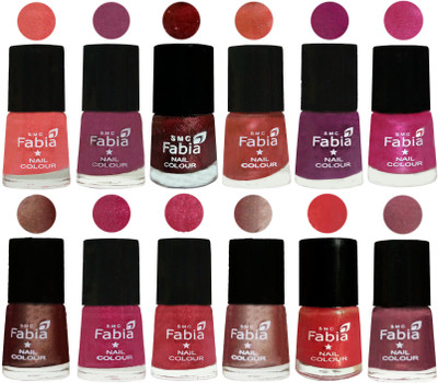 

Fabia Nail Polish Pack of 12(6 Ml Each) Professional Serious Nail Polish Light Peach-Dark Cherry Blossom-Brick Red-Dark Peach-Shock Pink-Pink-Light Coffee-Magenta-Shock Pink Light-Light Nude-Red Orange-Dusty Pink(Pack of 12)