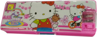 

HALO NATION Kitty Cartoon Art Plastic Pencil Box(Set of 1, White)