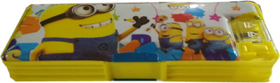 

HALO NATION Minions Cartoon Art Plastic Pencil Box(Set of 1, Yellow)