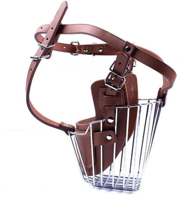 

Foodie Puppies High Quality Steel And PU Dogs Muzzle Basket Design Anti-biting Adjusting Straps Mask(Brown) Extra Large Strips Dog Muzzle(Brown)