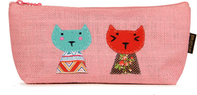 

Jute Cottage Pencil Pouch Cat Baby Pink Pouch(Pink)