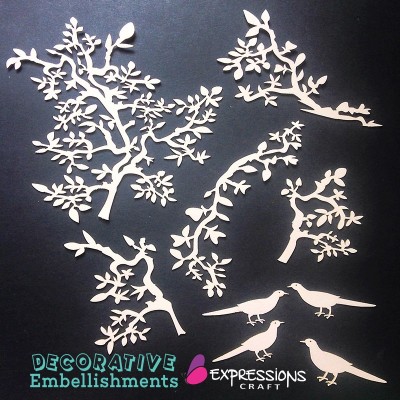 

Expressions Craft Stamps Designer Birds and Branches Mixed media Frame DIY Decorative Embellishment Theme, Scrapbook Kit(DIY)