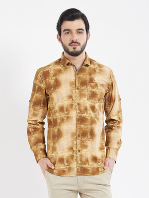 COPPERSTONE Men Printed Casual Beige Shirt