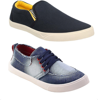 

Chevit Pack of 2 Navy & Blue Casual Shoes (Loafers & Sneakers Shoes) Canvas Shoes For Men(Multicolor