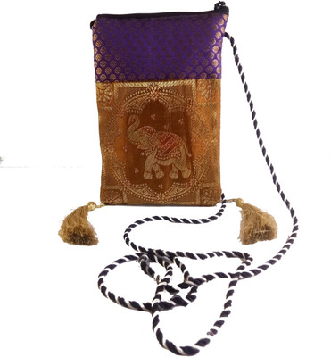 

37 ThirtySeven Women Gold Silk Sling Bag