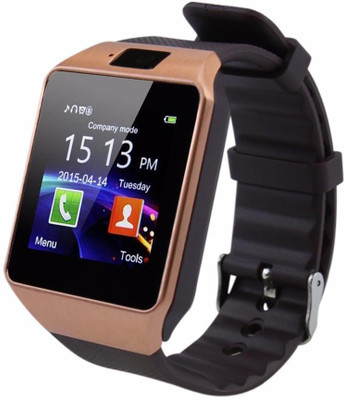 

ALONZO Bluetooth DZ09 Smartwatch Touch Screen with Pedometer Anti-lost Camera Support Android Apple system Gold Smartwatch(Brown Strap Free Size)