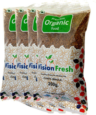 Vision Fresh Organic Cumin Seed (Whole Jeera) - 800 grm - Pack of 4 (200 Gram Each)(4 x 200 g)