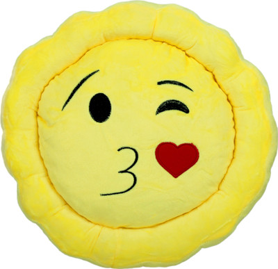 

Cuddly Soft Fabric Kiss Smiley Cushion Stuffed Toy for Kids - 15 inch(Yellow)