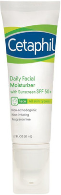 Cetaphil Daily Facial Moisturizer with Sunscreen, SPF 50+, 1.7 Fluid Ounce (Pack of 2) - SPF 50+(50 ml)