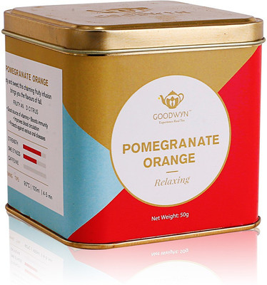 

Goodwyn Relaxing Pomegranate and Orange Herbal Tea, 50 Grams, Makes 25 Cups Pomegranate, Orange Infusion Tea Box(50 g)