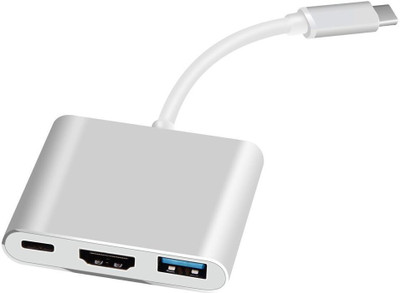 

TOBO TV-out Cable ype C USB 3.1 Hub USB-C to USB 3.0/ HDMI/ Type C Female Charger Adapter(Silver, For MacBook)