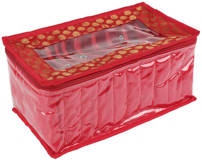 

BlushBees 10 Pockets Jewellery Organizer Pouch Bag Jewellery Vanity Box(Red)