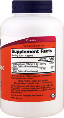 

Now Foods Now Foods, Pantothenic Acid,(500 mg)