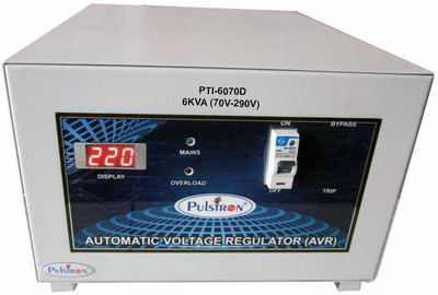 

PULSTRON PTI-6070D 6 KVA (70V-290V) Single Phase Automatic Voltage Stabilizer for Mainline(Grey)