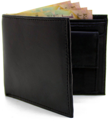 

DELMA Men Black Genuine Leather Wallet(4 Card Slots)