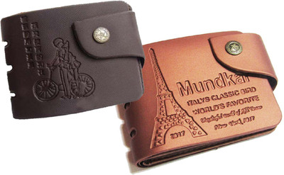 

Peacock Mundkar Men Tan, Black Artificial Leather Wallet(5 Card Slots), Black;tan
