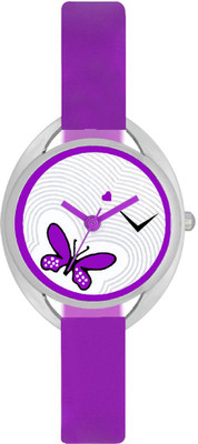 

AB Purple Butterfly Printed Dial Watch - For Girls