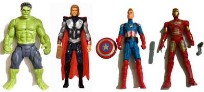 

HALO NATION Avenger Action Captain America+ Iron Man + Hulk + Thor(Multicolor)