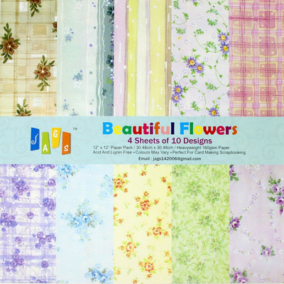 

JAGS 12x12 Inch Craft Papers Beautiful Flowers - (CPPS59) - 10 Pattern Designs 40 Sheets