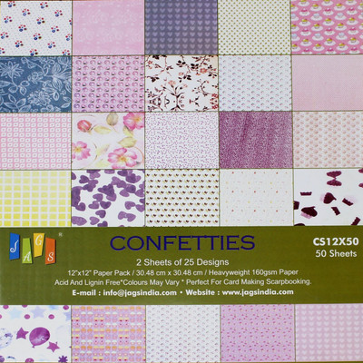 

JAGS 12x12 Inch Craft Papers Confetties - (CPPS60) - 25 Pattern Designs 50 Sheets