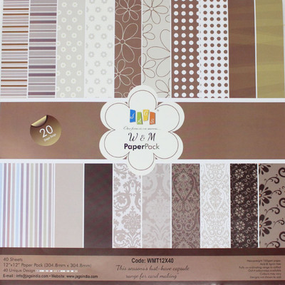 

JAGS 12x12 Inch Craft Papers W&M Paper Pack - (CPPS62) - 20 Pattern Designs 40 Sheets