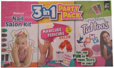 

HALO NATION 3 in 1 party pack with Nail Salon Kit, Manicure Pediure and Tatoo Art a complete gift set for girls