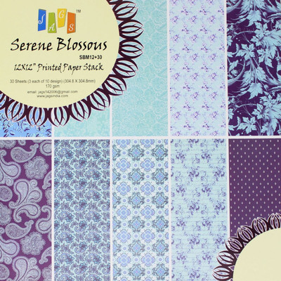 

JAGS 12x12 Inch Craft Papers Serene Blossous - (CPPS71) - 10 Pattern Designs 30 Sheets