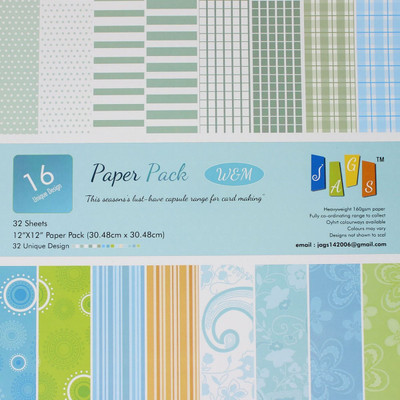 

JAGS 12x12 Inch Craft Papers W&M Paper Pack - (CPPS67) - 16 Pattern Designs 32 Sheets