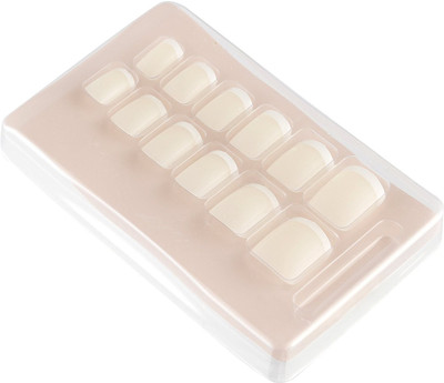 

Foolzy French Nail Tips Design 24 Pieces Full Cover Fake Nail Tips Acrylic Short False Nails with Designs for Women White(Pack of 24)