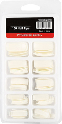 

Foolzy French White Color Square Big False Nails Fake Nail Art Tips 10 Sizes White(Pack of 100)