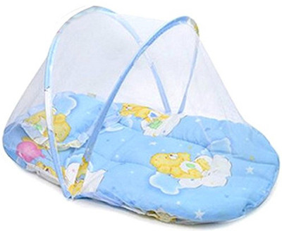 

HALO NATION Baby Infant Mosquito Insect Net Mattress for Cradle Bed Portable with Pillow - Blue standard Crib(Fabric, Blue)