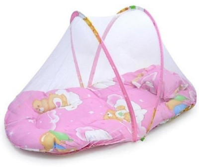 

HALO NATION Baby Infant Mosquito Insect Net Mattress for Cradle Bed Portable with Pillow - Pink standard Crib(Fabric, Pink)