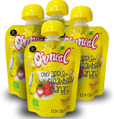 

Ormeal Only Apple + Strawberry + Banana Organic Fruit Puree Cereal(360 g, Pack of 4)