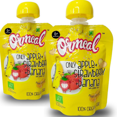 

Ormeal Only Apple + Strawberry + Banana Organic Fruit Puree Cereal(180 g, Pack of 2)
