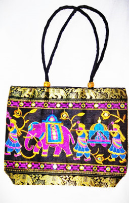 

Niknod Beautiful Ethnic Embroidered Handbag Multipurpose Bag(Black, 12 L)