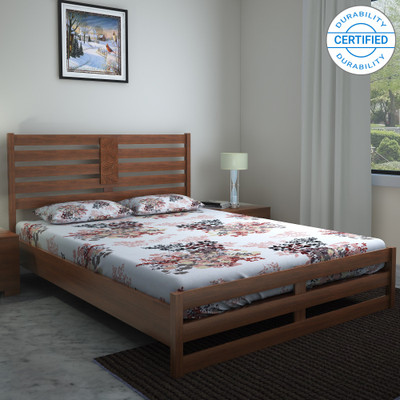 

@home by Nilkamal Nation Solid Wood Queen Bed(Finish Color - Walnut)