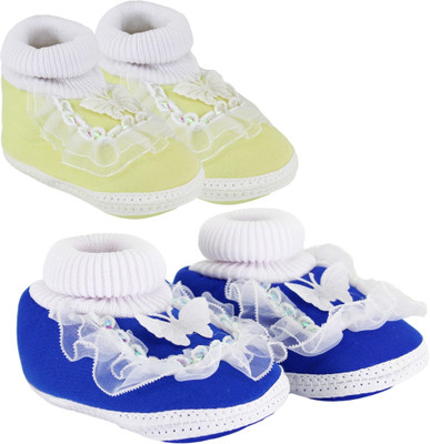 

Neska Moda 0 To 12 Month Set Of 2 Baby Booties(Toe to Heel Length - 12 cm Blue)