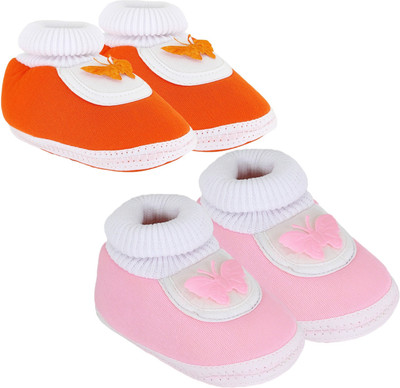 

Neska Moda 0 To 12 Month Set Of 2 Baby Booties(Toe to Heel Length - 12 cm Orange)