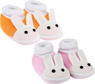 

Neska Moda 0 To 12 Month Set Of 2 Baby Booties(Toe to Heel Length - 12 cm Orange)