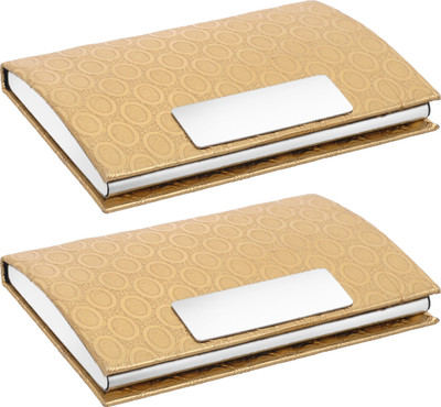 Flipkart SmartBuy High Quality | Pack of 2 | Golden Shine Finish Textured Executive ATM/ID/Visiting SUPER SLEEK, Sturdy 10 Card Holder(Set of 2, Gold)