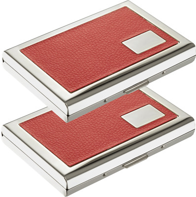 

Flipkart SmartBuy High Quality | Pack of 2 | Executive Steel Red Leather Piece Matt Silver Finish ATM/ID/Visiting SUPER SLEEK, Sturdy 6 Card Holder(Set of 2, Red)